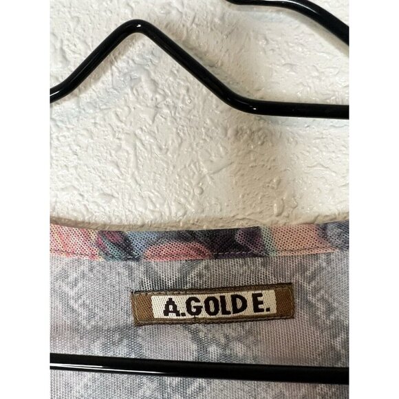AGOLDE Vintage Mesh Top Y2K 00s Sheer Small Snake Print Mixed Media Romantic - Picture 6 of 10